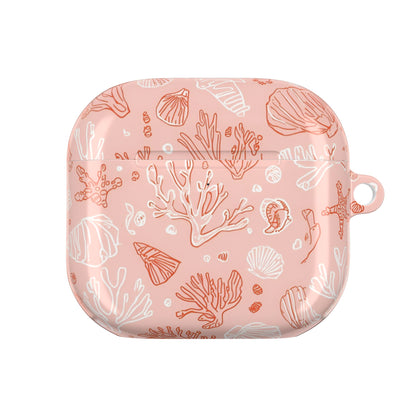 Pink seashell AirPod case shown open