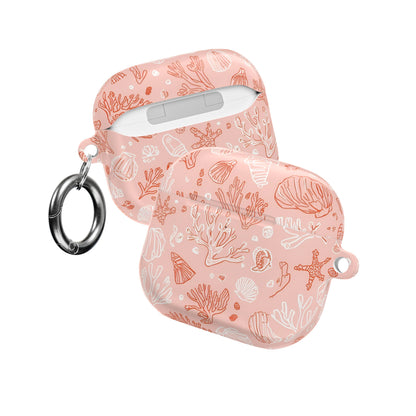 Summer coastal seashell AirPod case in blush pink