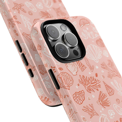 Pink seashell tough phone case on an iPhone