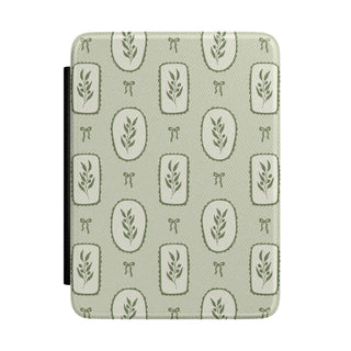 Sage green botanical bow Kindle case
