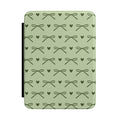 Sage green bow Kindle case with olive bows and hearts