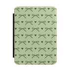 Sage green bow Kindle case with olive bows and hearts