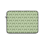Sage green bow laptop sleeve with olive bows and hearts