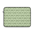 Coquette bow print laptop sleeve in soft sage green