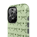 Sage green bow MagSafe iPhone case