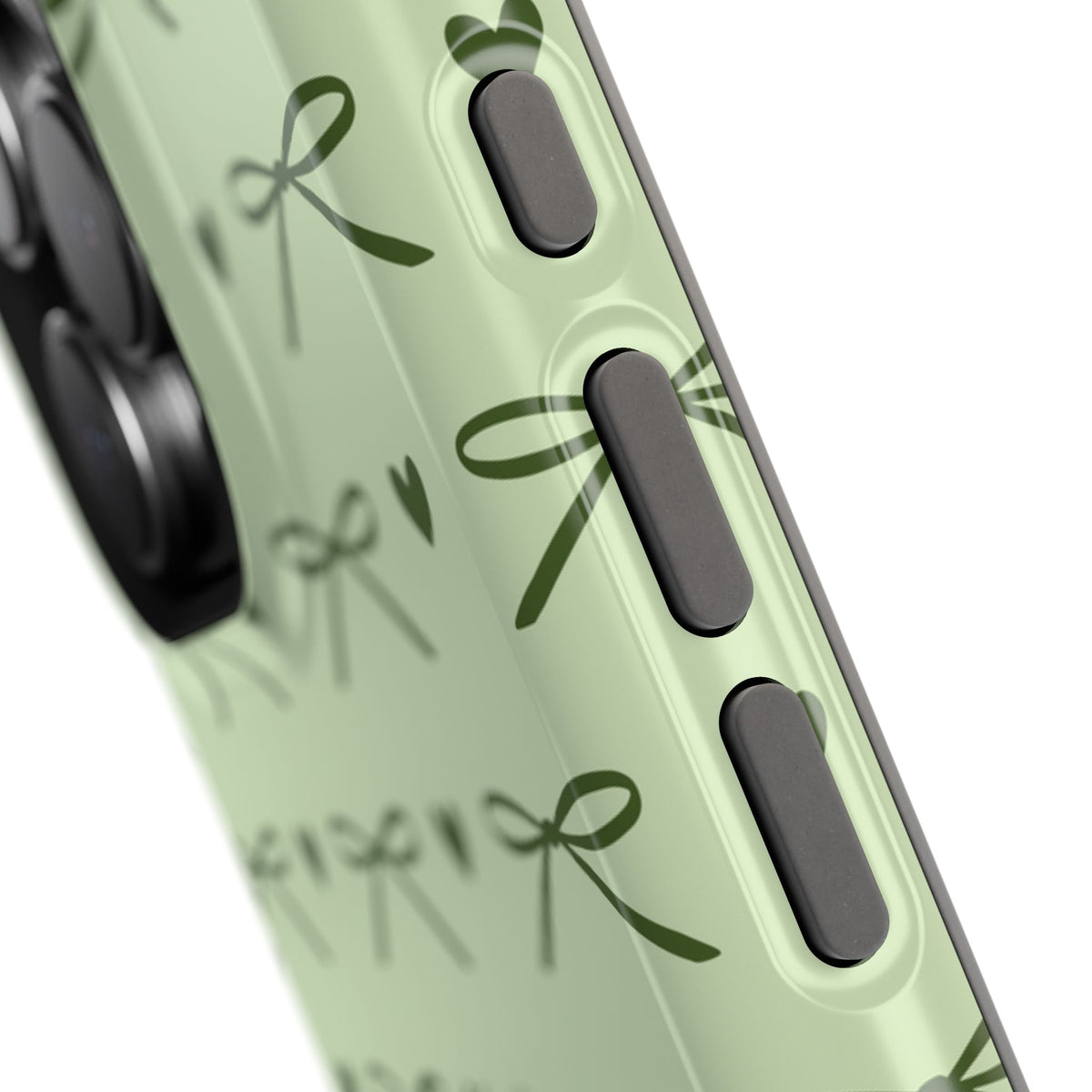 Sage and olive bow pattern MagSafe phone case
