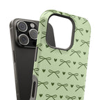Sage green bow MagSafe phone case gift