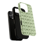 Olive bows on sage green tough phone case
