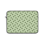 Sage green polka dot laptop sleeve, olive dots on soft sage