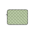 Sage green polka dot laptop sleeve, alternate view