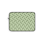 Sage green polka dot laptop sleeve, alternate view