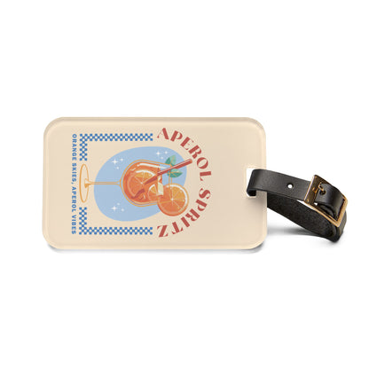 Spritz cocktail luggage tag back view with business card slot