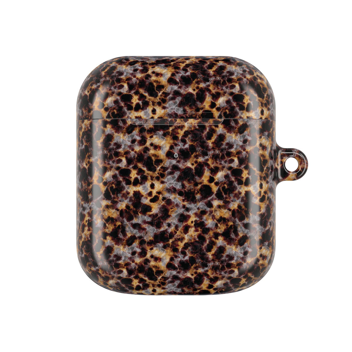 Tortoiseshell AirPod case with carabiner clip