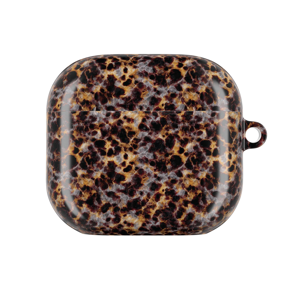Mottled tortoiseshell pattern detail on an AirPod case