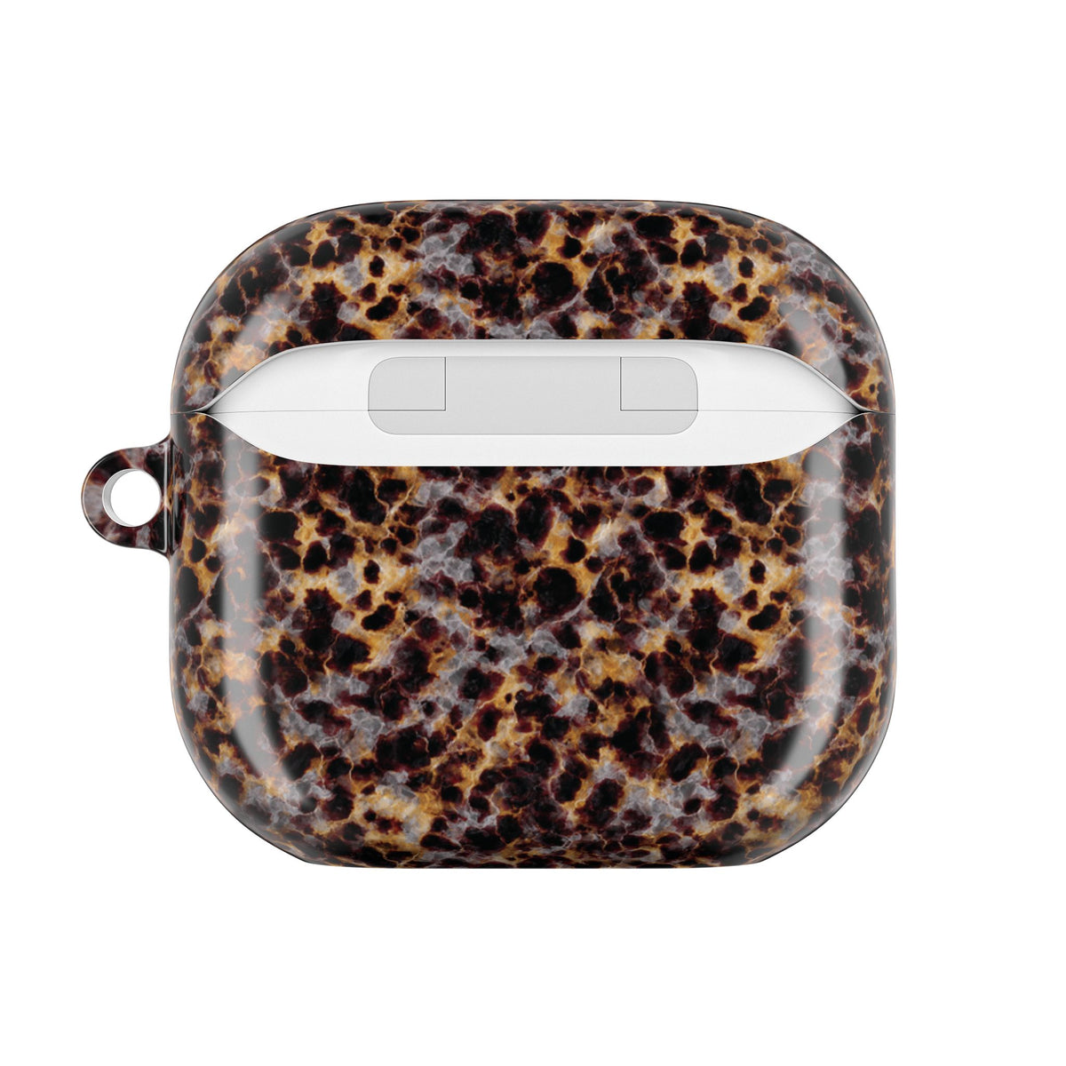 Tortoiseshell AirPod case held in hand