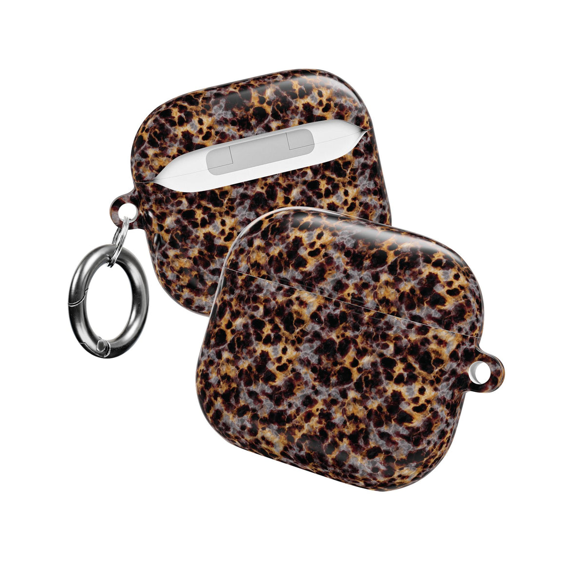 Back of the tortoiseshell AirPod case showing the charging port