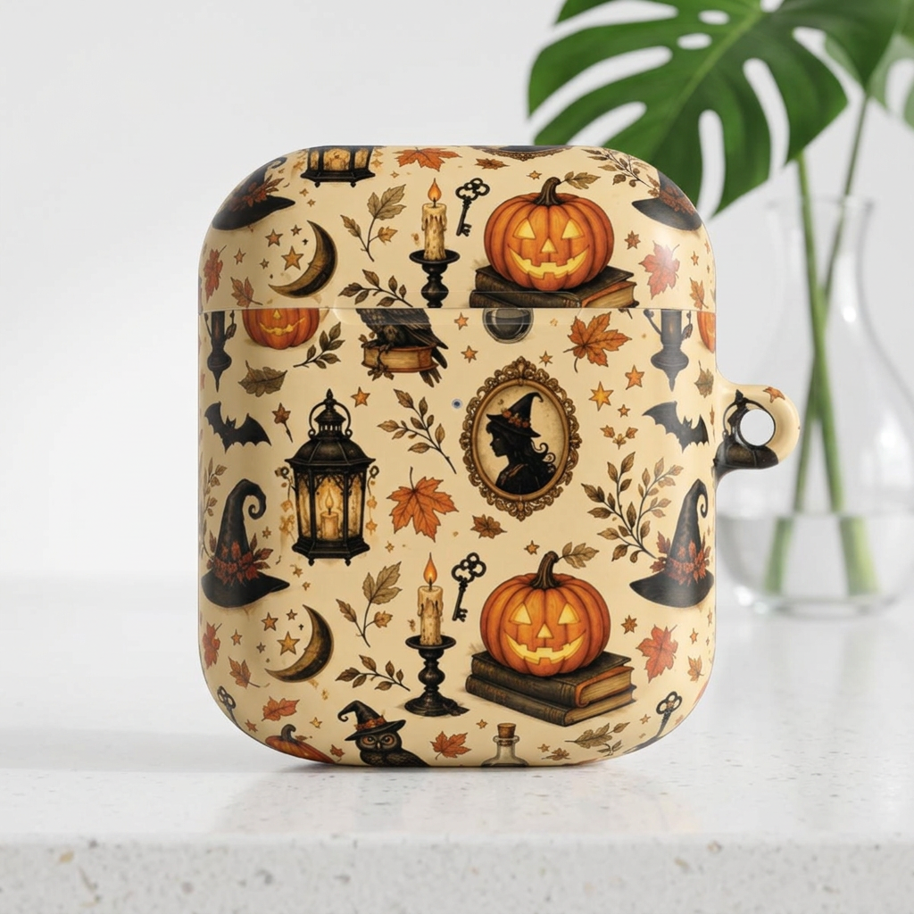 Vintage Halloween print for an AirPod case