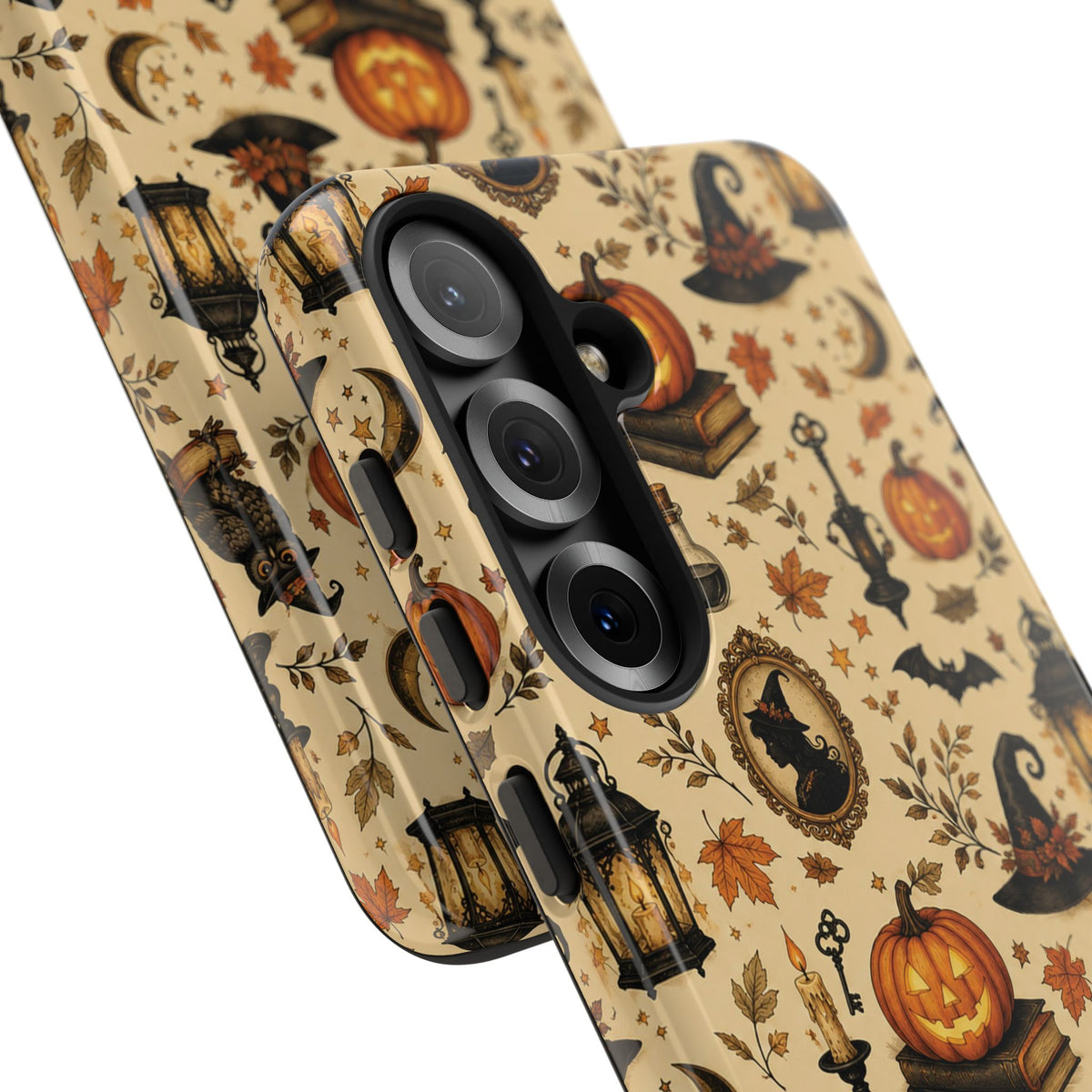 Vintage Halloween tough phone case with bats and lantern print