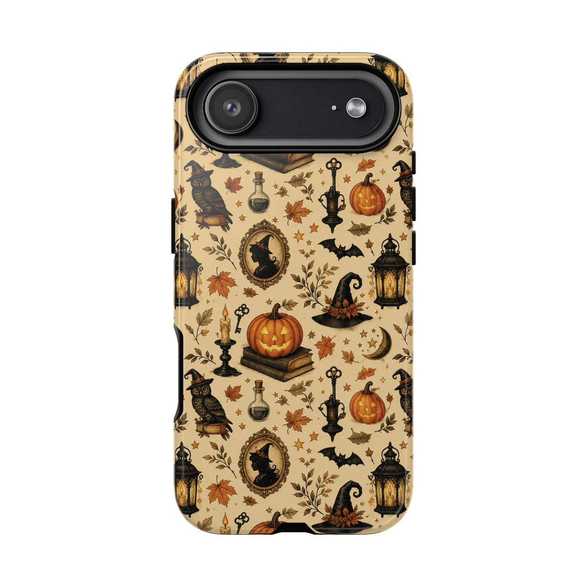 Vintage Halloween tough phone case print wrapping around the side
