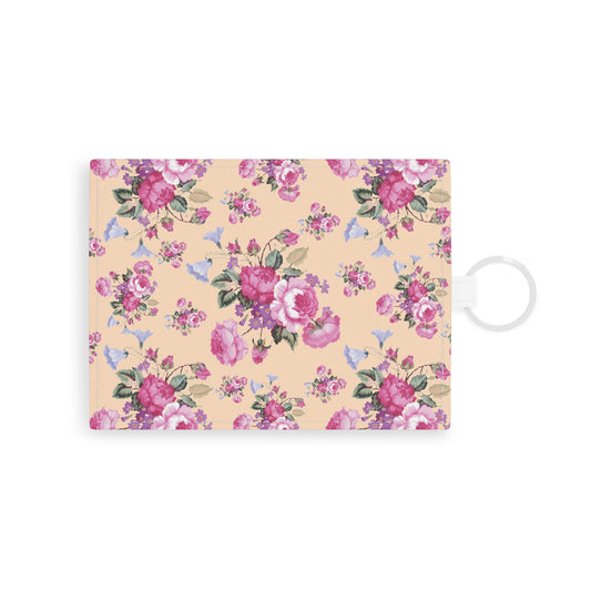 Vintage rose card holder wallet with keyring
