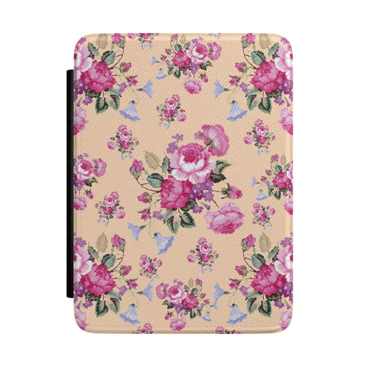 Vintage rose Kindle case in pink and peach