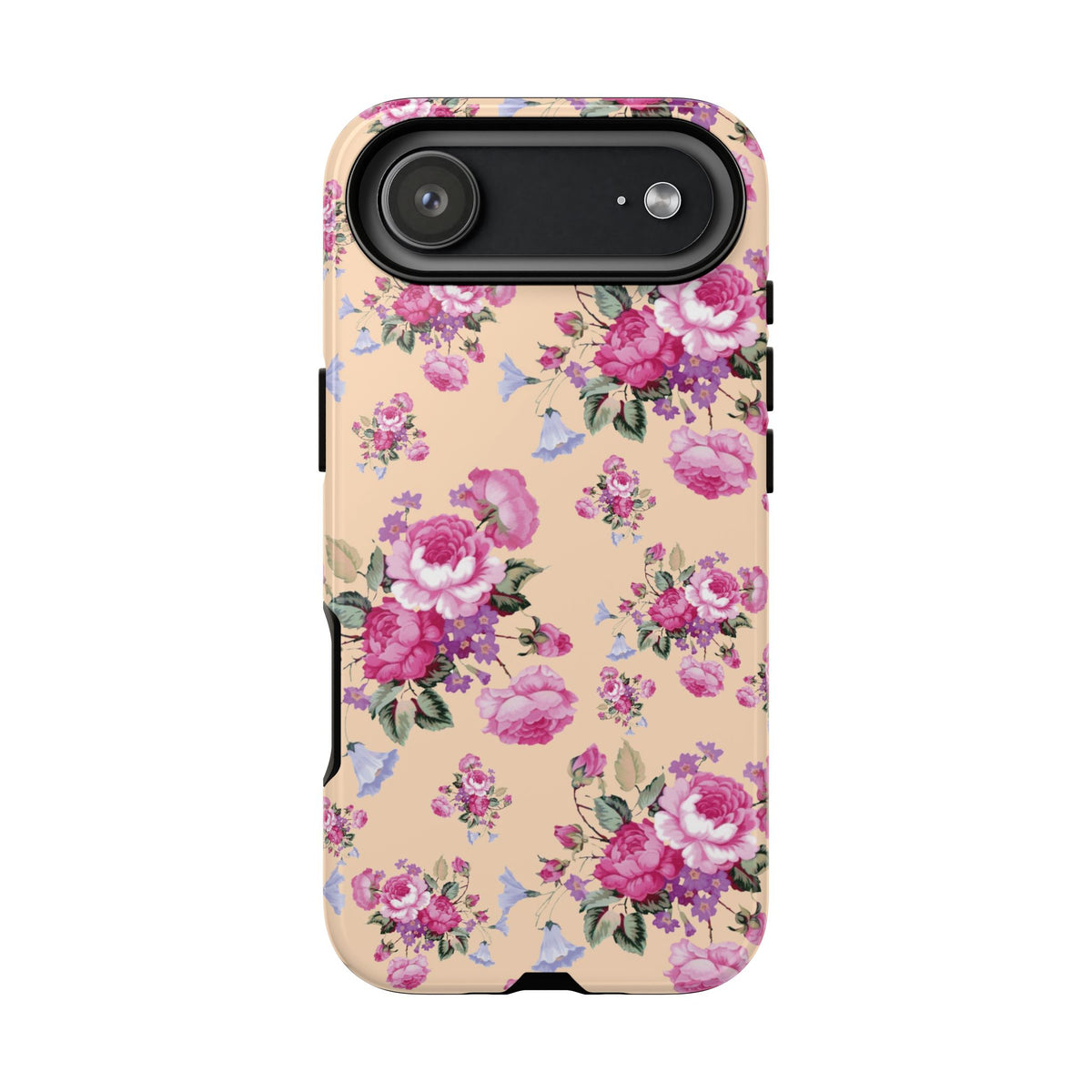 Vintage rose tough phone case, side view