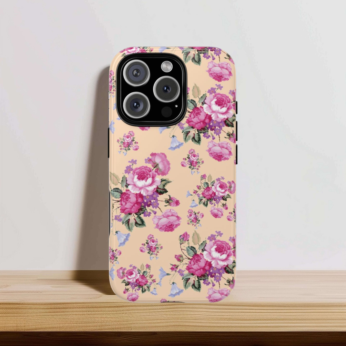 Vintage rose pattern tough phone case, print detail