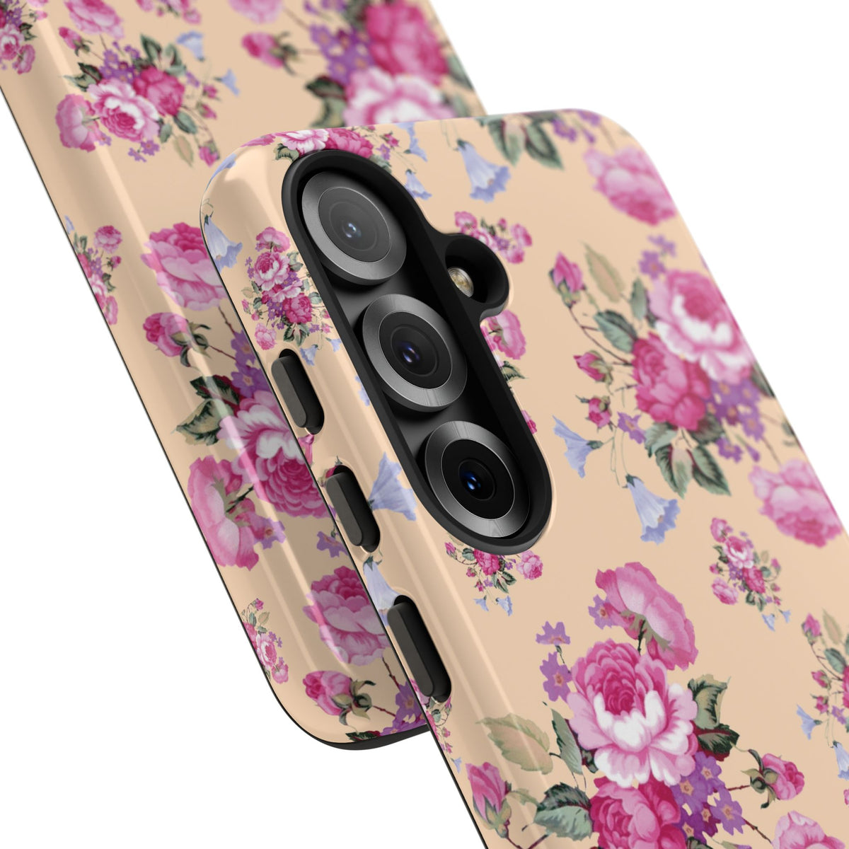 Vintage rose tough phone case held in hand