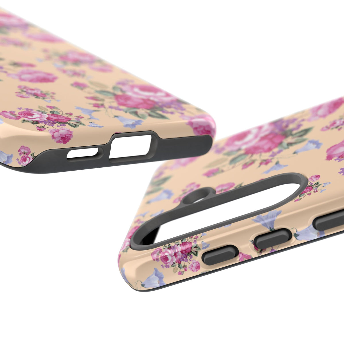 Vintage rose tough phone case, back view