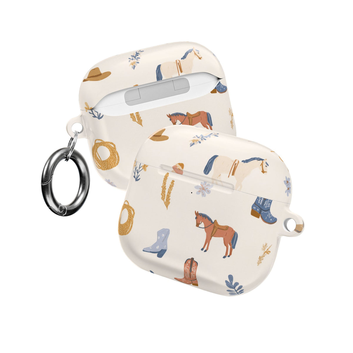 Western cowgirl print AirPod case close up