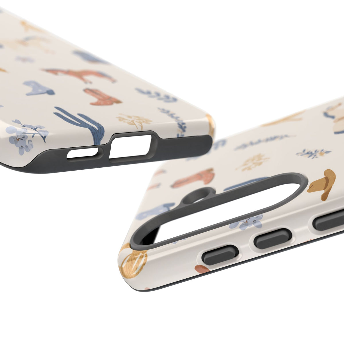 Back of the western cowgirl tough phone case with open port cutouts