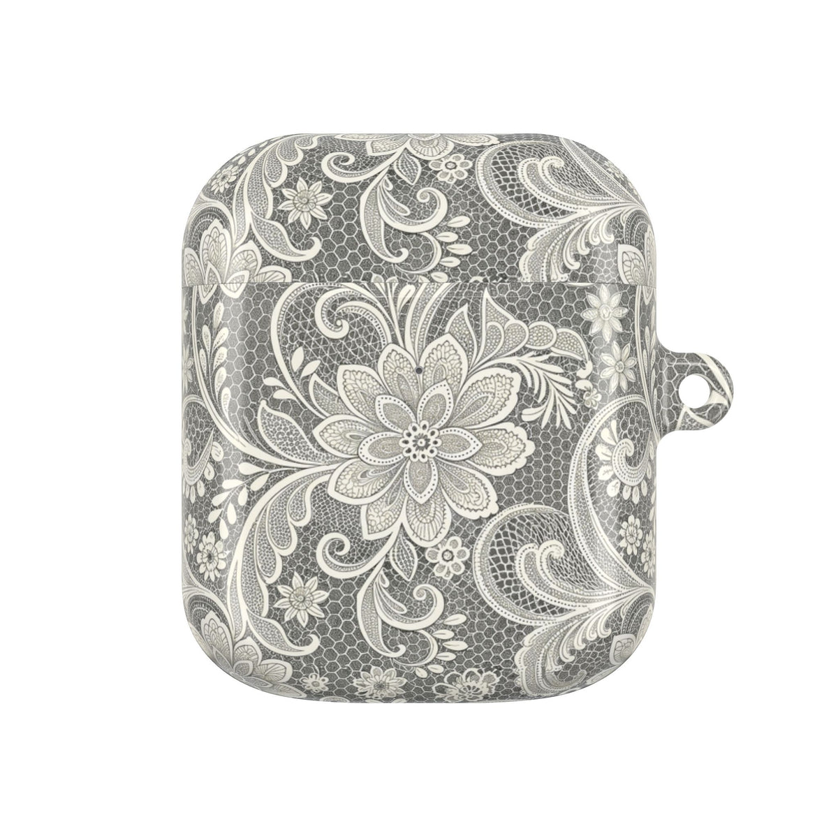 White lace print AirPod case, back view