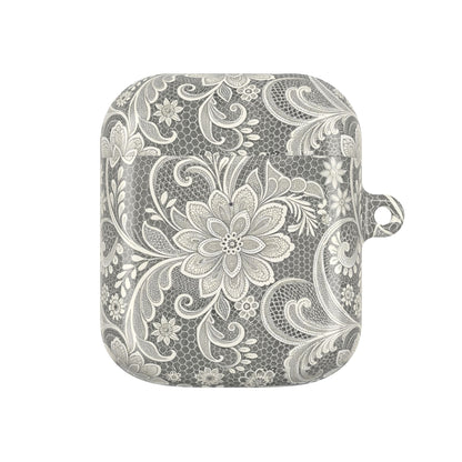 White lace print AirPod case, back view