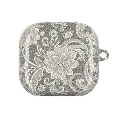 White lace print AirPod case with carabiner, alternate view