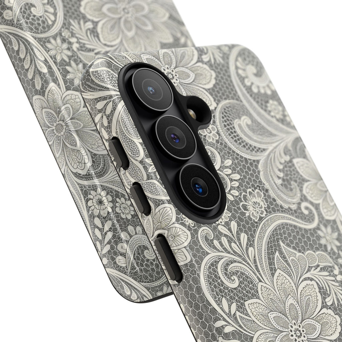 White lace print tough phone case, alternate view