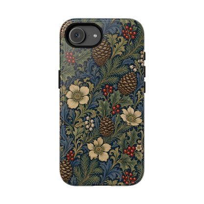 Winter botanical tough phone case, corner detail