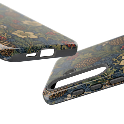 Navy floral winter tough phone case on iPhone