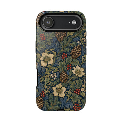 Winter botanical tough phone case, side view