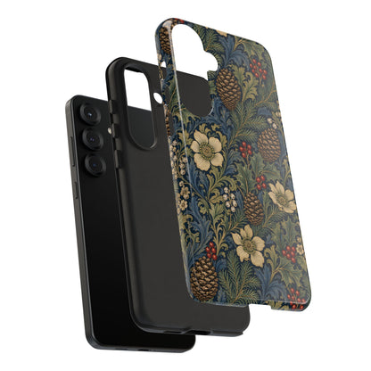 Winter botanical tough phone case, camera cutout detail